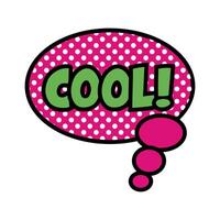 speech bubble with expression cool, pop art flat style vector