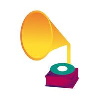 gramophone music player line and fill style icon vector