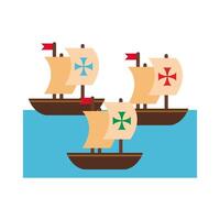 caravels ships for columbus day flat style vector