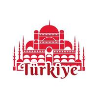 Turkey Republic Day with blue mosque flat style vector