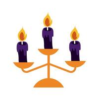 candelabro con velas encendidas icono de estilo plano vector