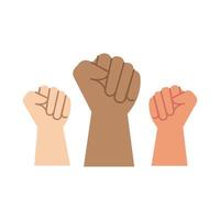 fists raised in protest, flat style icon vector