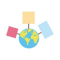 world planet with protest banners flat style icon vector