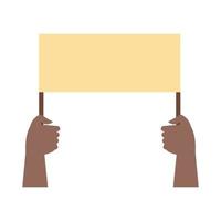 hands holding protest sign flat style icon vector