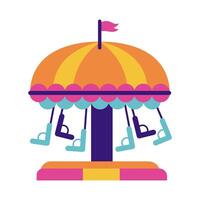 fairground merry go round flat style vector