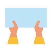 hands holding protest sign flat style icon vector