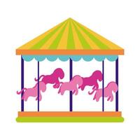 fairground merry go round flat style vector