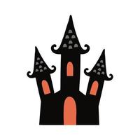 icono de estilo plano de castillo oscuro de halloween vector