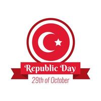 Turkey Republic Day lettering and ribbon frame flat style vector