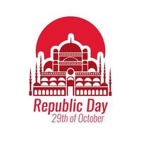 Turkey Republic Day with blue mosque front flat style vector