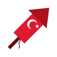 Turkey Republic Day moon and star symbol on rocket flat style vector