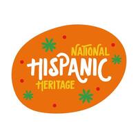 national hispanic heritage lettering with confetti in circle flat style icon vector