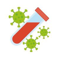 covid19 particle with test tube flat style icon vector