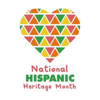 national hispanic heritage lettering in heart flat style icon vector