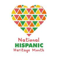 national hispanic heritage lettering in heart flat style icon vector