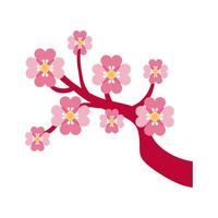 tree branch with flowers flat style icon vector