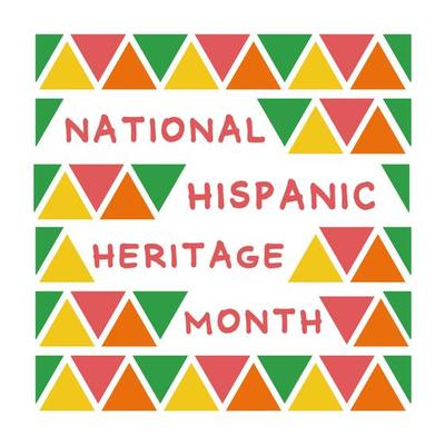 national hispanic heritage lettering with triangles pattern frame flat style