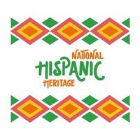 national hispanic heritage lettering in ethnic frame flat style icon vector