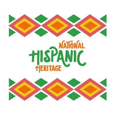 national hispanic heritage lettering in ethnic frame flat style icon