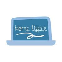 home office campaign lettering in laptop flat style vector illustration design