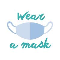 wear a mask campaign lettering flat style vector illustration design