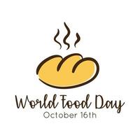 celebración del día mundial de la comida letras con pan estilo plano vector