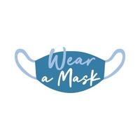 wear a mask campaign lettering flat style vector illustration design