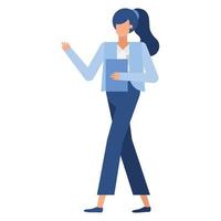 businesswoman cartoon walking with file vector design