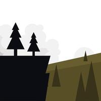 pine trees on cliff in front of landscape vector design