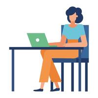 woman at desk with laptop in the office vector design