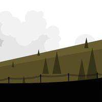 pine trees with fence landscape vector design