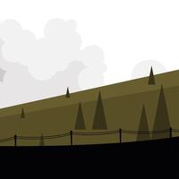 pine trees with fence landscape design vector