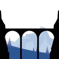 bridge silhouette in front of mountain landscape design vector