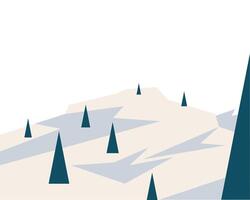 pine trees on snow mountain landscape design vector