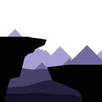 cliffs in front of purple mountains landscape design vector