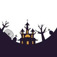 diseño vectorial de casa, tumba y puerta de halloween vector