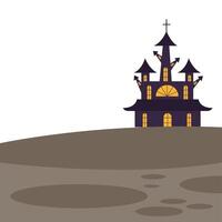 Halloween house with cross design vector