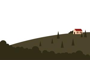 house on mountain with pine trees landscape vector design