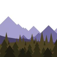 pinos frente a diseño de vector de paisaje de montaña