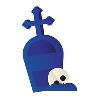 grave with cross and skull vector design