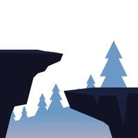 cliffs in front of pine trees landscape design vector