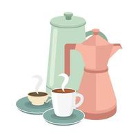 diseño vectorial de tazas y ollas de café vector