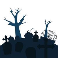 graves with crosses and trees vector design