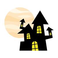 halloween house in front of moon vector design