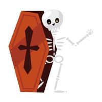 halloween skull cartoon in coffin vector design