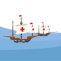 Christopher Columbus ships at the sea vector design