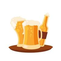 beer glasses and bottle vector design