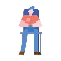 man cartoon on chair vector design