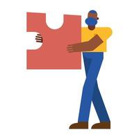 black man with puzzle design vector