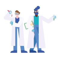 chemist men with tubes and document vector design